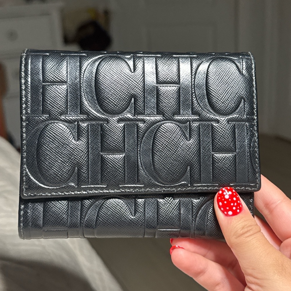 Carolina Herrera Black Embossed Wallet